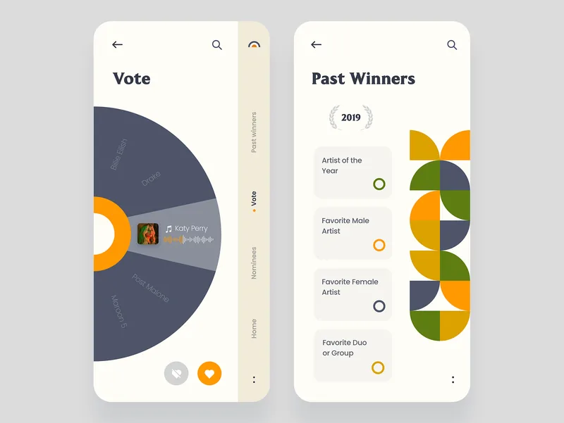 Music Awards App, a Dribbble shot by Ehsan Madadi