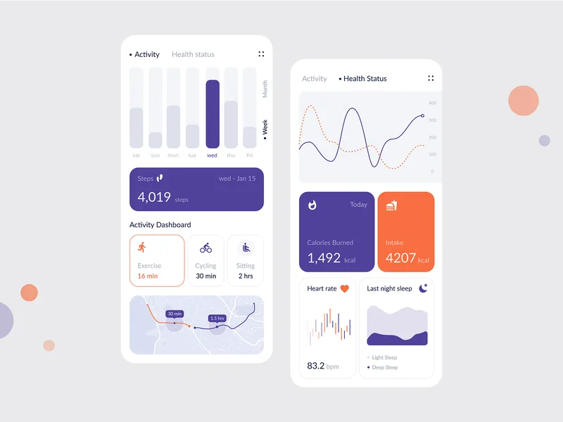Health Track, a Dribbble shot by Ehsan Madadi