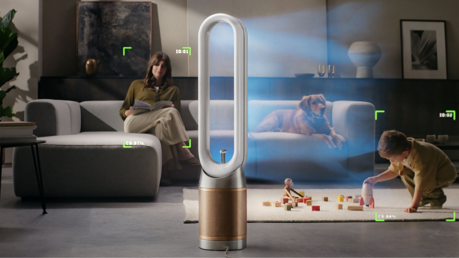 The Find+Follow Purifier Cool detecting people in a family room