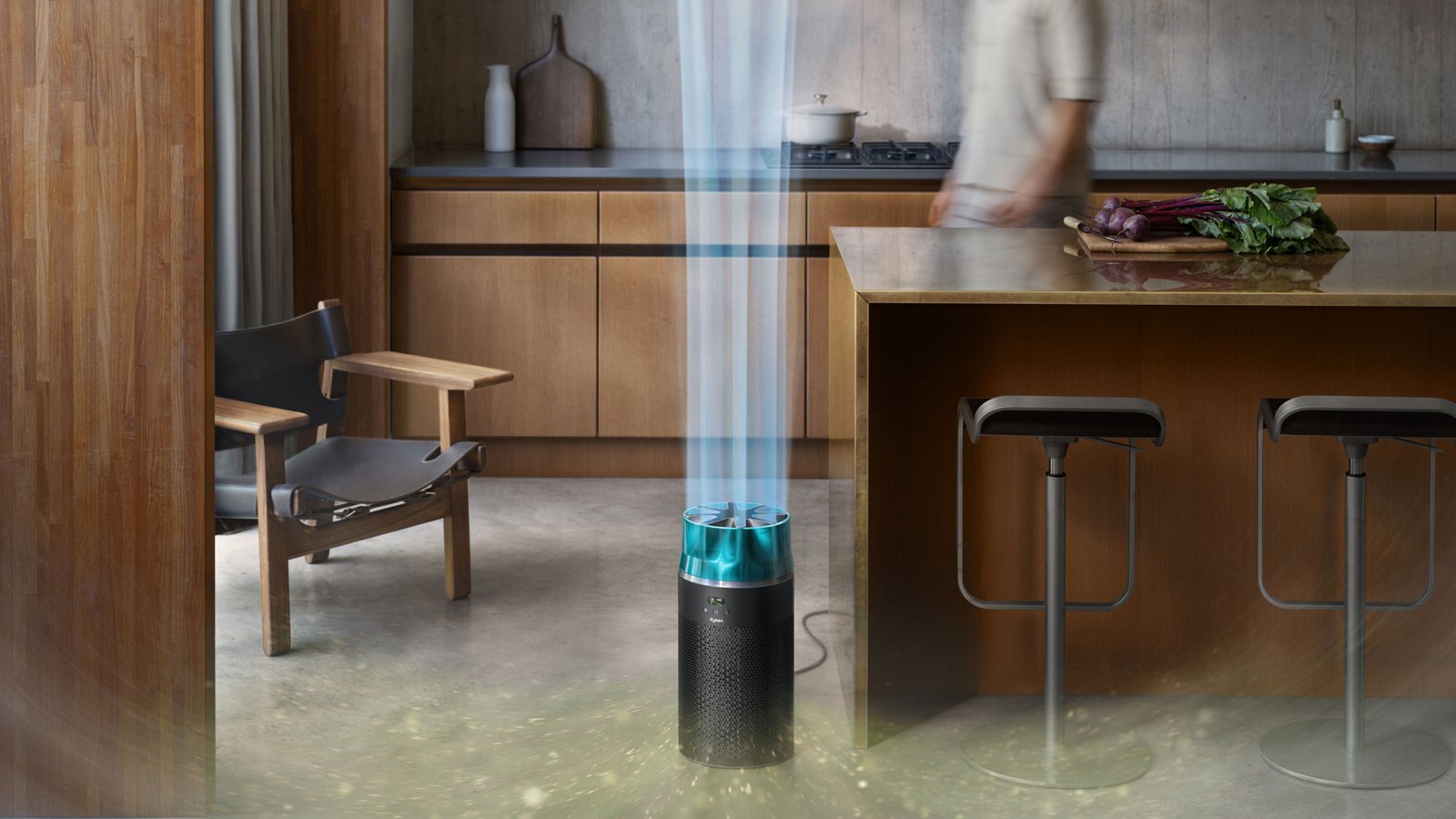 The HushJet Purifier Compact purifying the air in a kitchen
