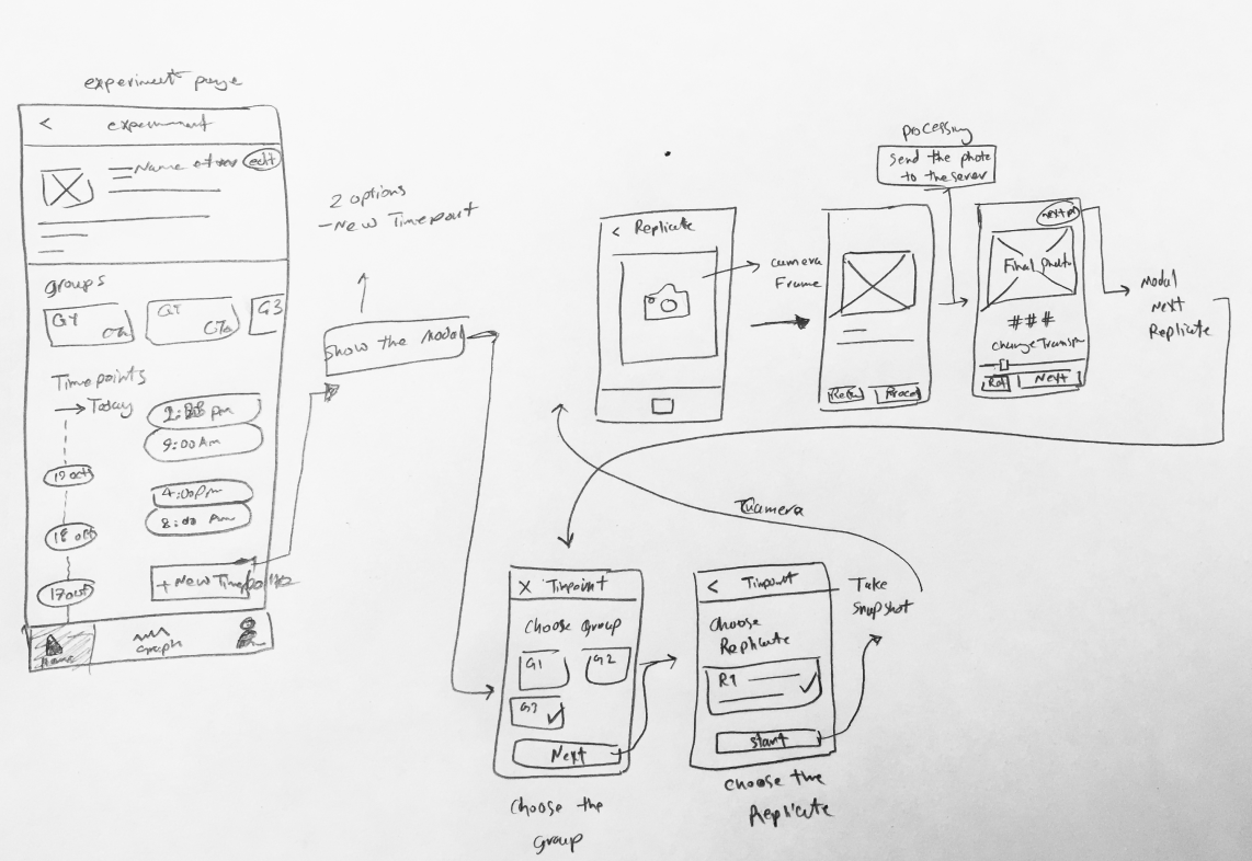 SnapCyte cell growth calculator, primary ux flow sketches (3)